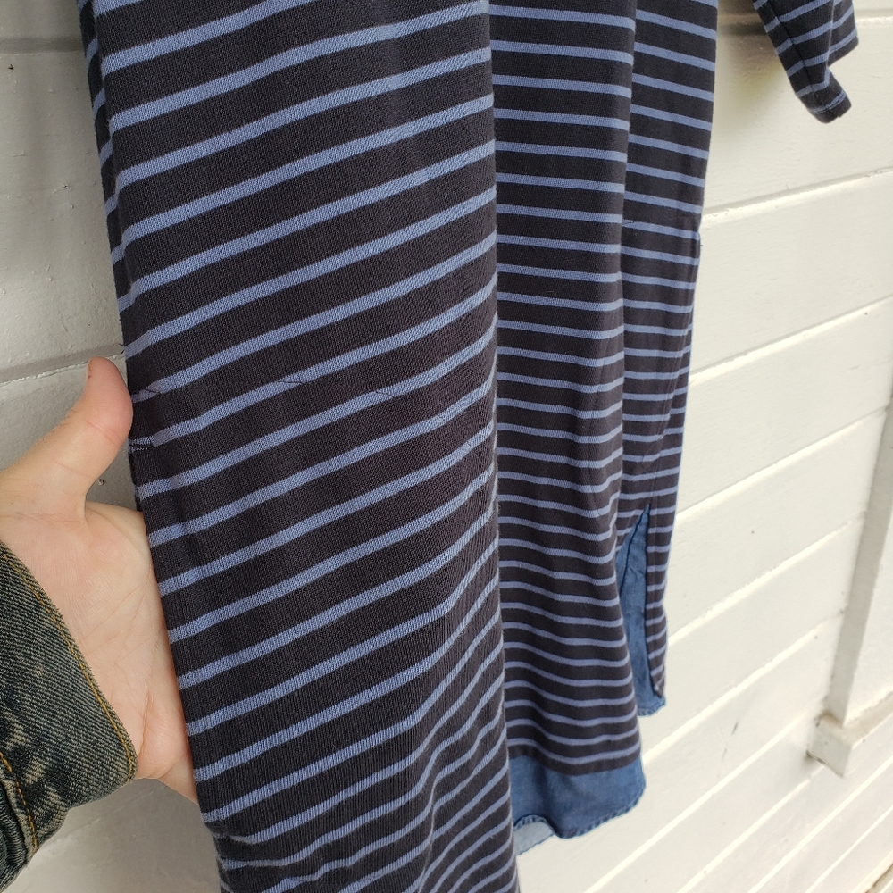 J. Jill Blue Striped Cotton 3/4 Sleeve Shift Dress - Picture 3 of 8